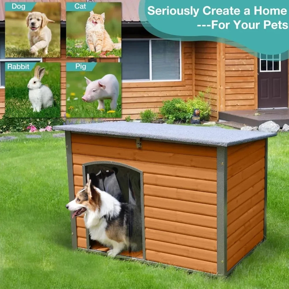 Indoor Outdoor Dog House With Anti Chew Weatherproof Frame Kennel