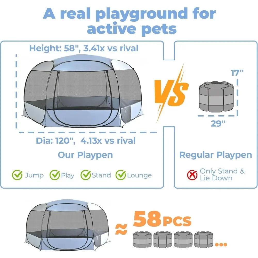 Limited-time promotionXXLarge Popup Portable Dog House 10'x10'x4.8'H Gazebo Kennel Playpen Pet Tent Sun Shade Shelter Travel Cam