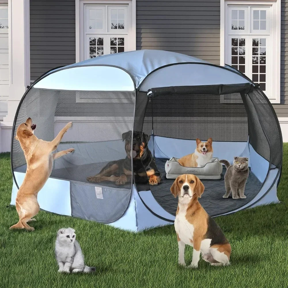 Limited-time promotionXXLarge Popup Portable Dog House 10'x10'x4.8'H Gazebo Kennel Playpen Pet Tent Sun Shade Shelter Travel Cam