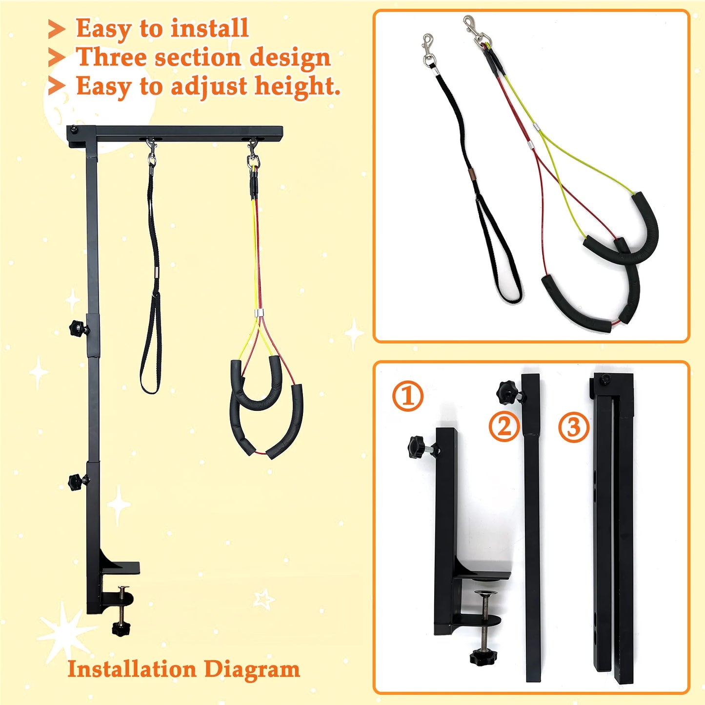 Height Adjustable Dog Grooming Arm With Haunch Holders For Small Dogs And Cats