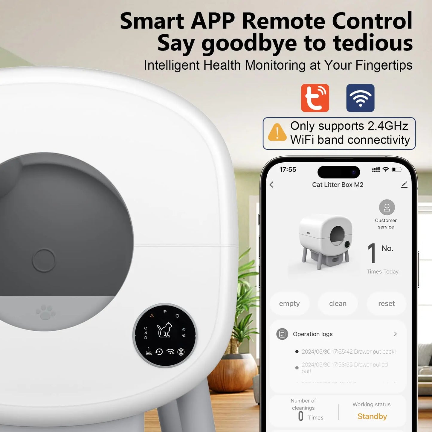 XMSJ Automatic Cat Litter Box With App Control Self Cleaning