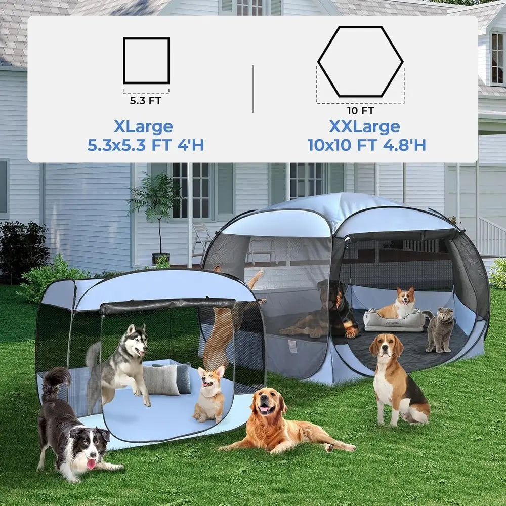 Portable Dog Houses 5.3'x4'H Assembly-Free Gazebo-Style Dog Cot Cat Playpen Pet Tent Sun Shade Shelter Dog Bed with or Outdoor,