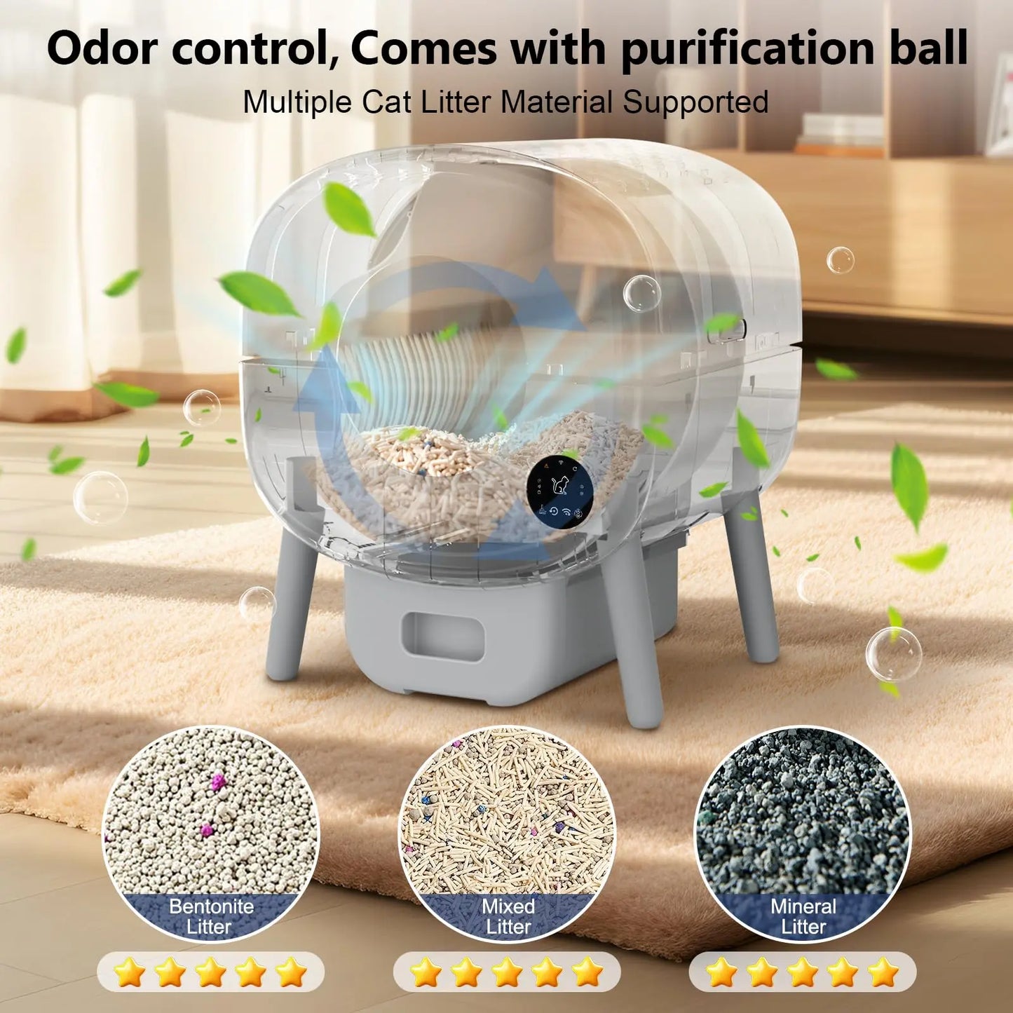 XMSJ Automatic Cat Litter Box With App Control Self Cleaning