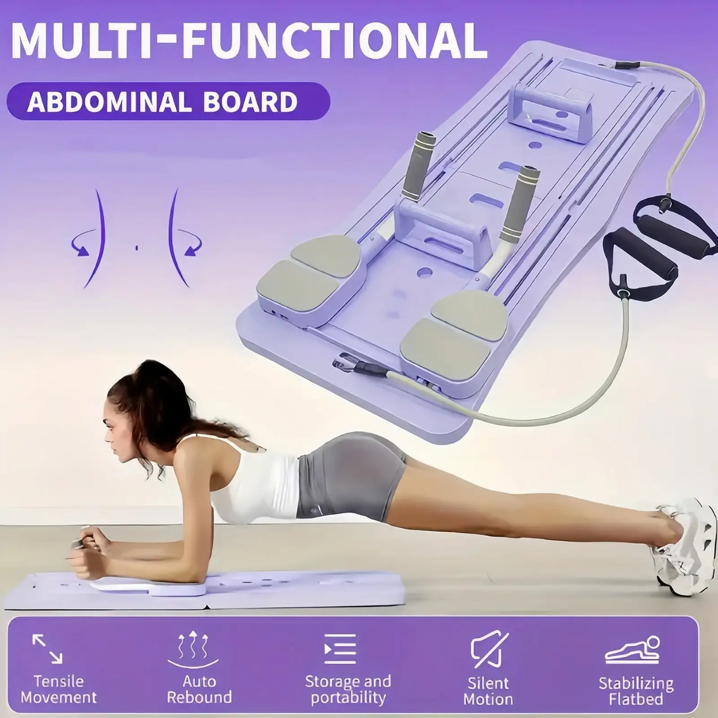 4-in-1 Multifunctional Abdominal Fitness Board With Auto-Rebound Track