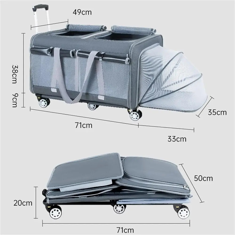Portable MultiPet Trolley Carrier For Dogs And Cats Travel