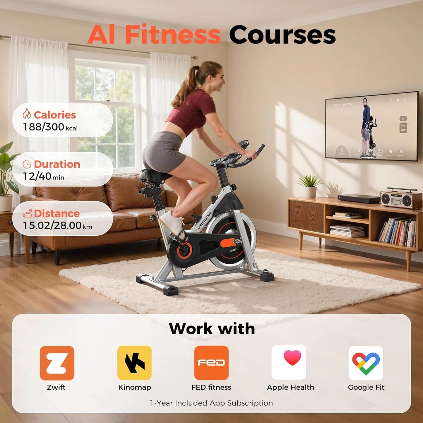 YOSUDA Indoor Cycling Bike With Magnetic Resistance And App