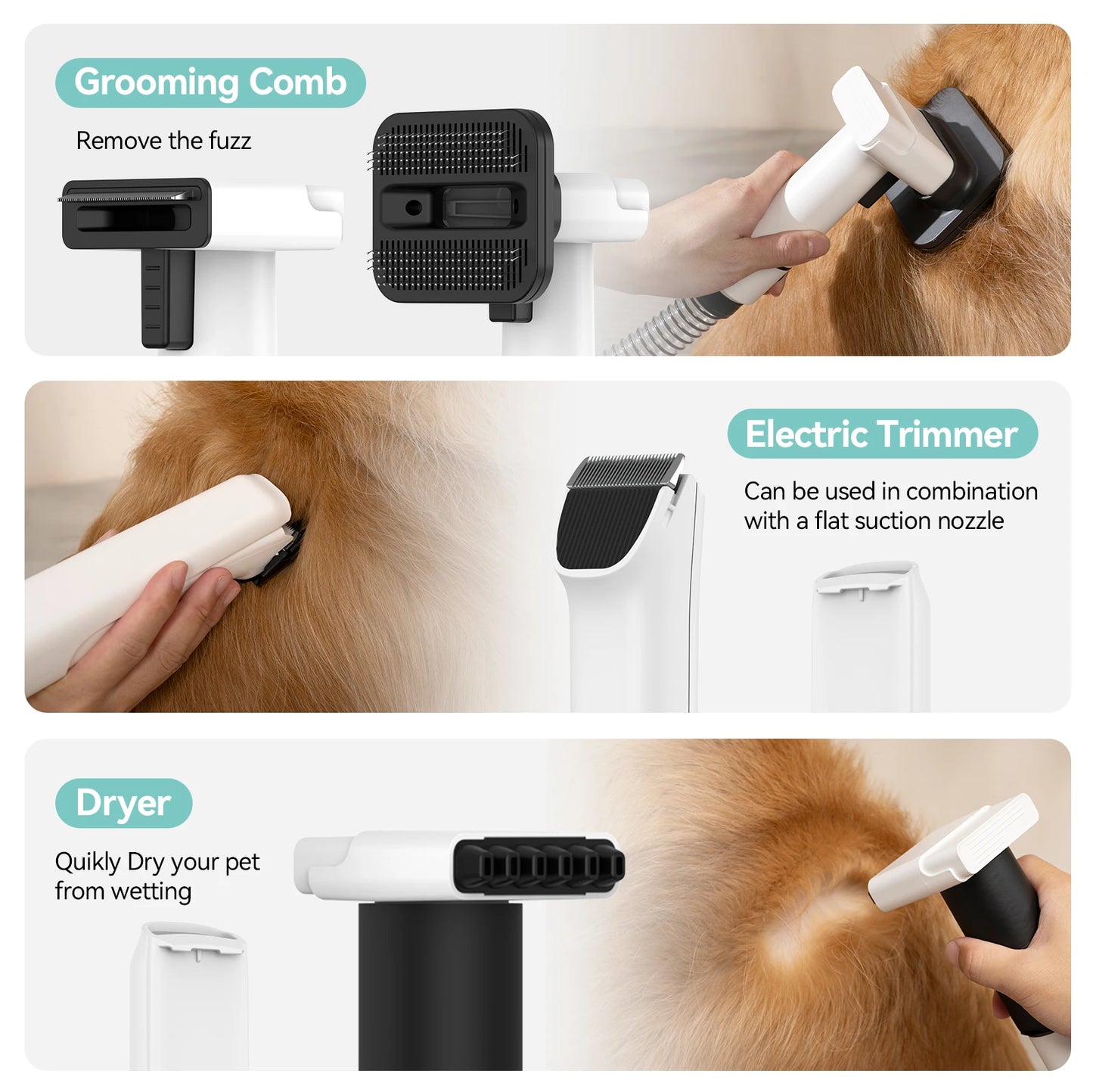 P1 Pet Grooming Vacuum Cleaner And Hair Dryer 15KPa With Adjustable Settings