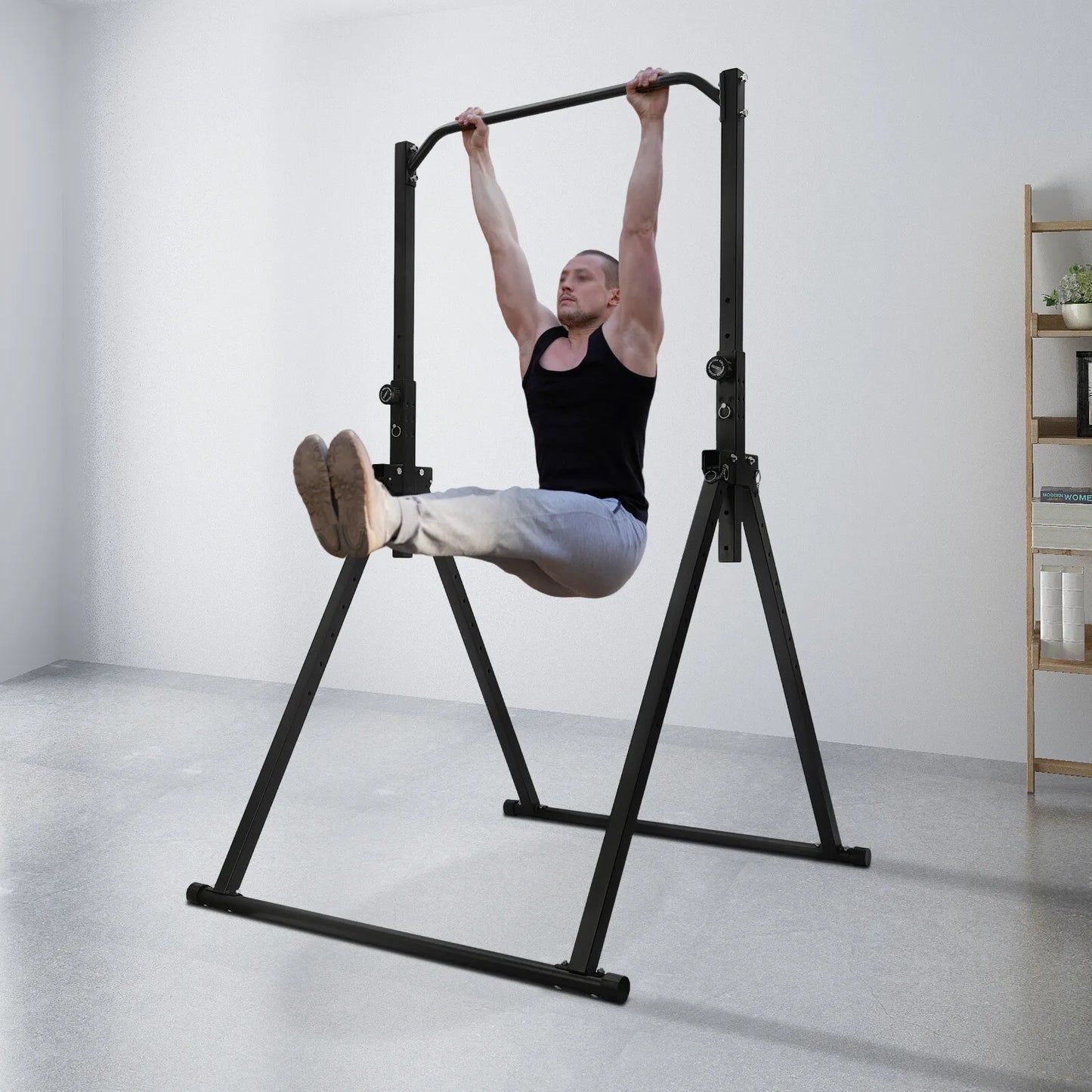 Triangular Pull Up Station Adjustable Height Foldable Bar Home Gym