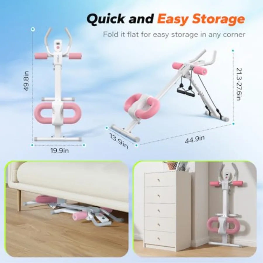 Home Gym Abdominal Machine With Adjustable Foldable Trainer And Knee Protection