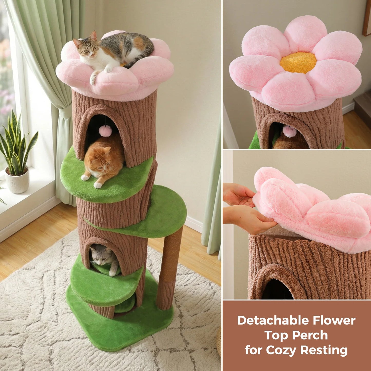 PAWZ Road Cat Tree Tower With Four Condos And Scratching Post