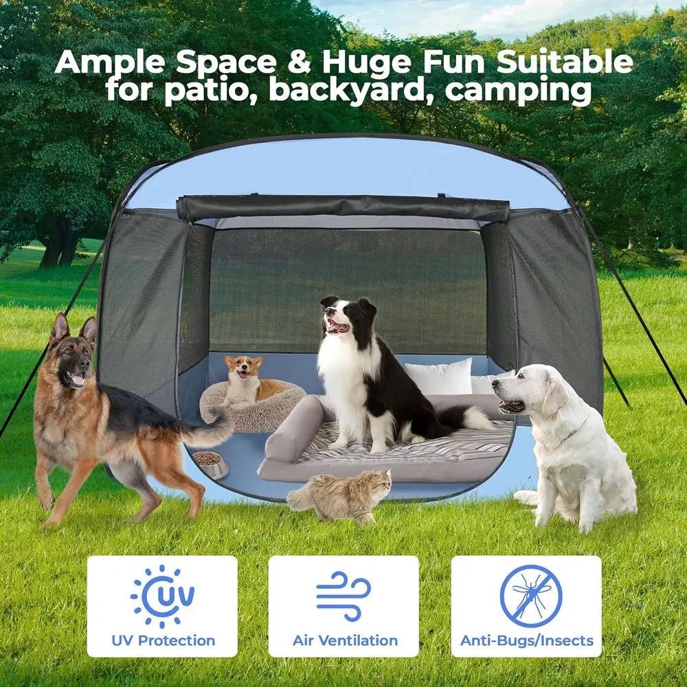 Portable Dog Houses 5.3'x4'H Assembly-Free Gazebo-Style Dog Cot Cat Playpen Pet Tent Sun Shade Shelter Dog Bed with or Outdoor,