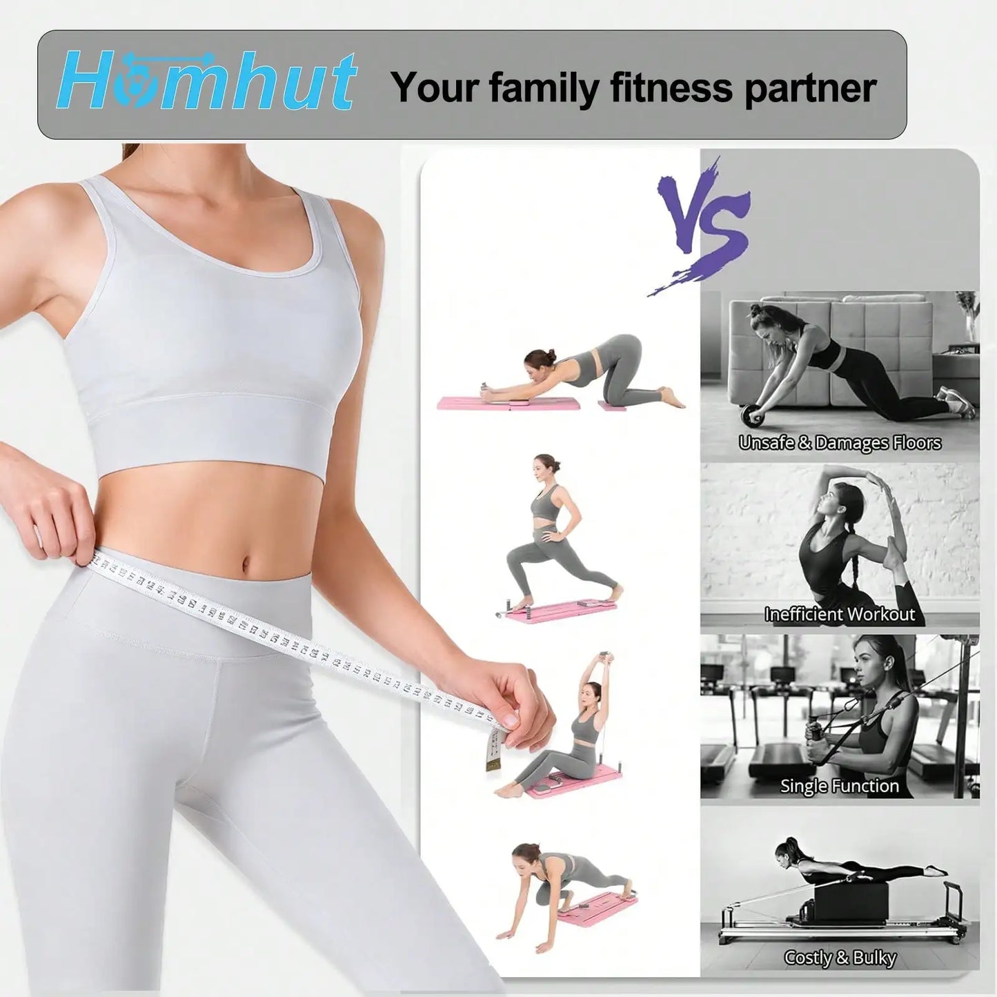 4-in-1 Multifunctional Abdominal Fitness Board With Auto-Rebound Track