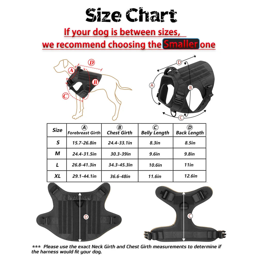 PETRAVEL Military Dog Harness Vest Set For Malinois Training