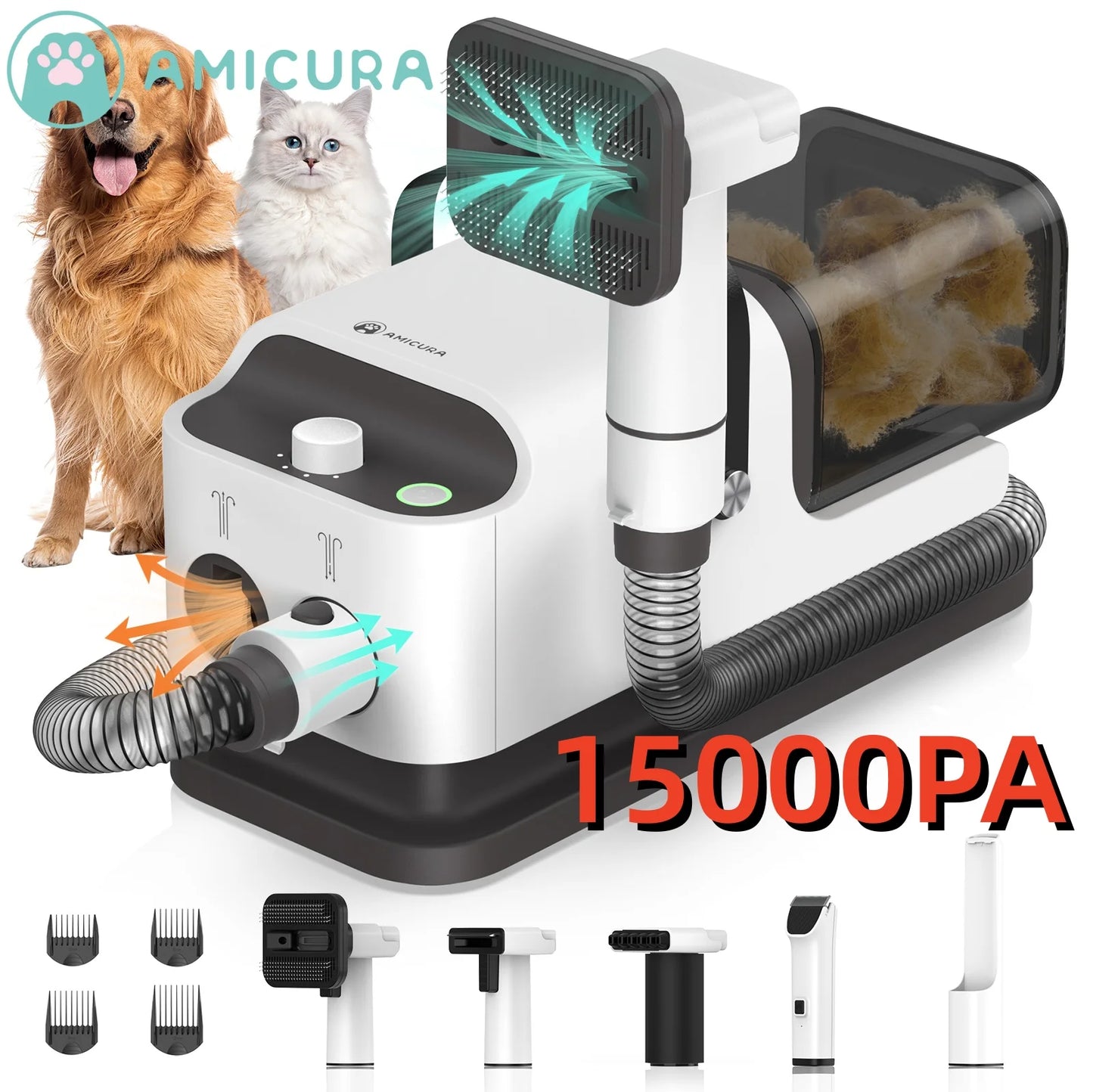 P1 Pet Grooming Vacuum Cleaner And Hair Dryer 15KPa With Adjustable Settings