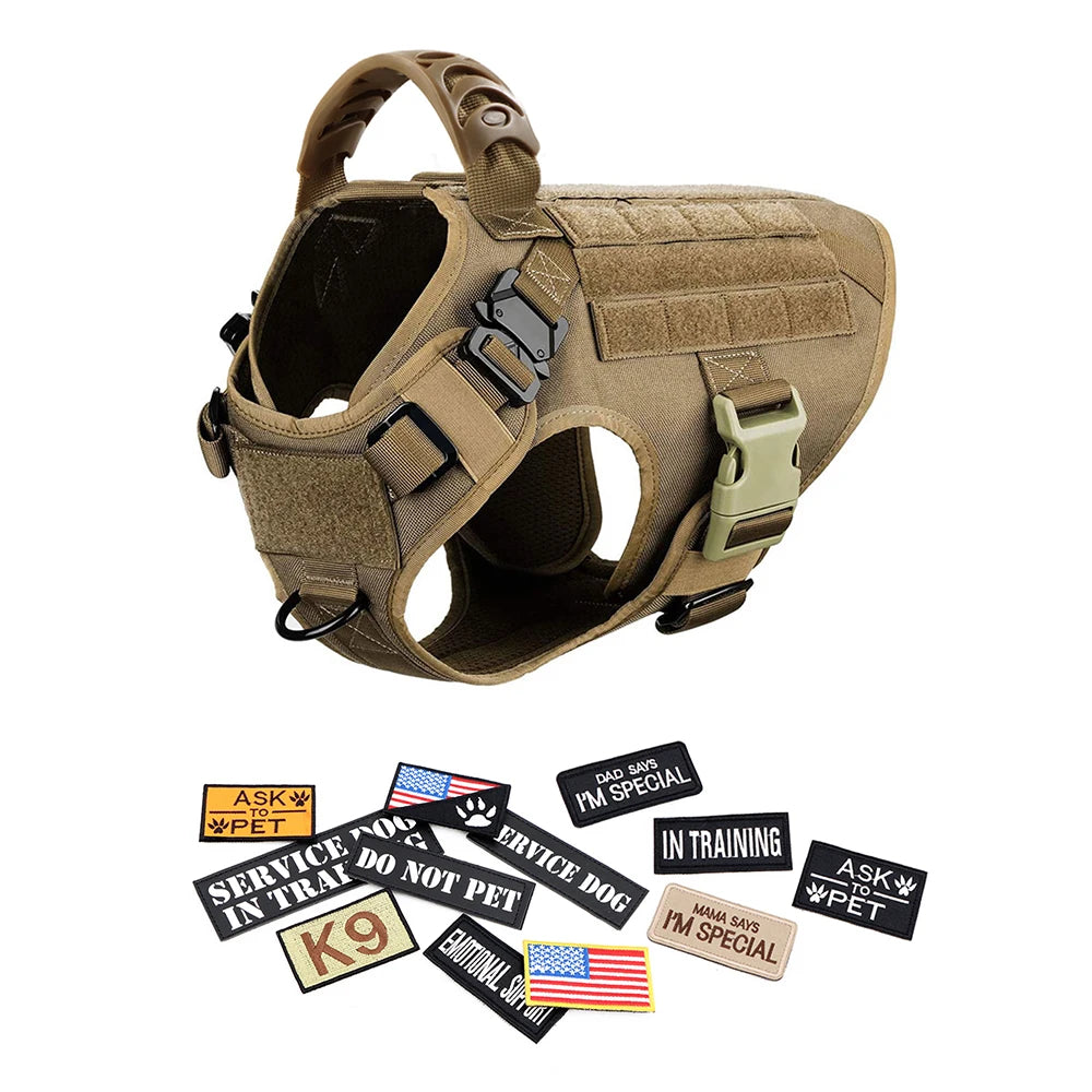 PETRAVEL Military Dog Harness Vest Set For Malinois Training